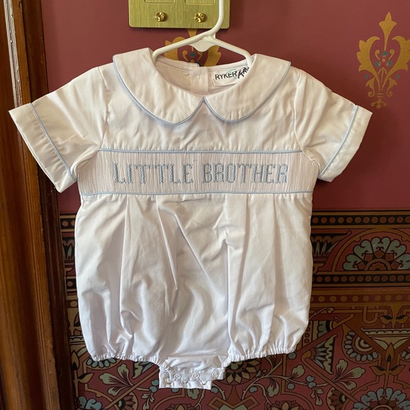 NWT Ryker and Rose Little Brother white smocked collared romper, size 12M - Picture 1 of 1